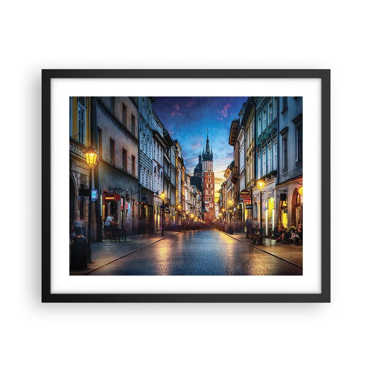 Affiche dans un cadre noir - Poster - La magie de Cracovie - 50x40 cm