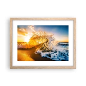 Affiche dans un chêne clair - Poster - S'amuser dans le sable - 40x30 cm