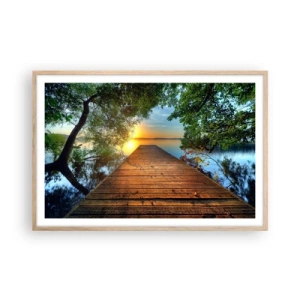 Affiche dans un chêne clair - Poster - Prenez votre temps, asseyez-vous - 91x61 cm