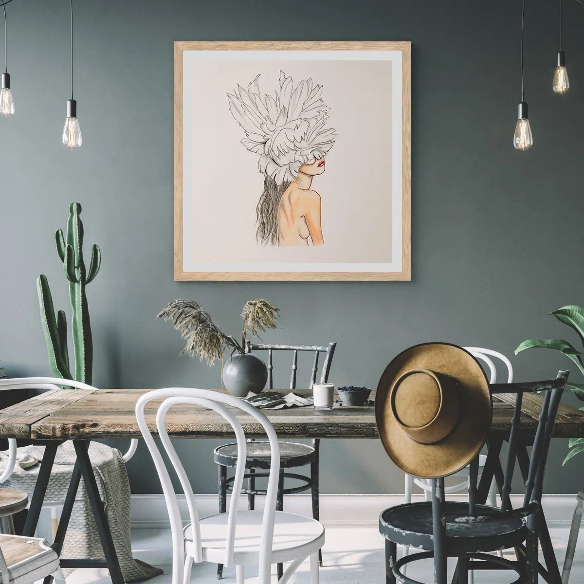 Affiche dans un chêne clair - Poster - Beauté couronnée - 40x40 cm