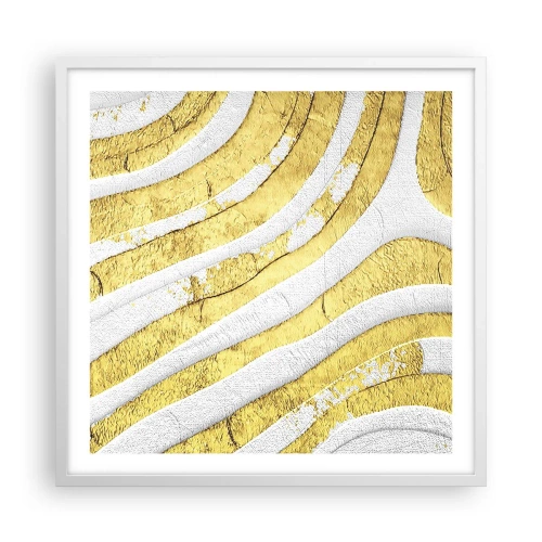 Affiche dans un cadre blanc - Poster - Composition en blanc et or - 60x60 cm