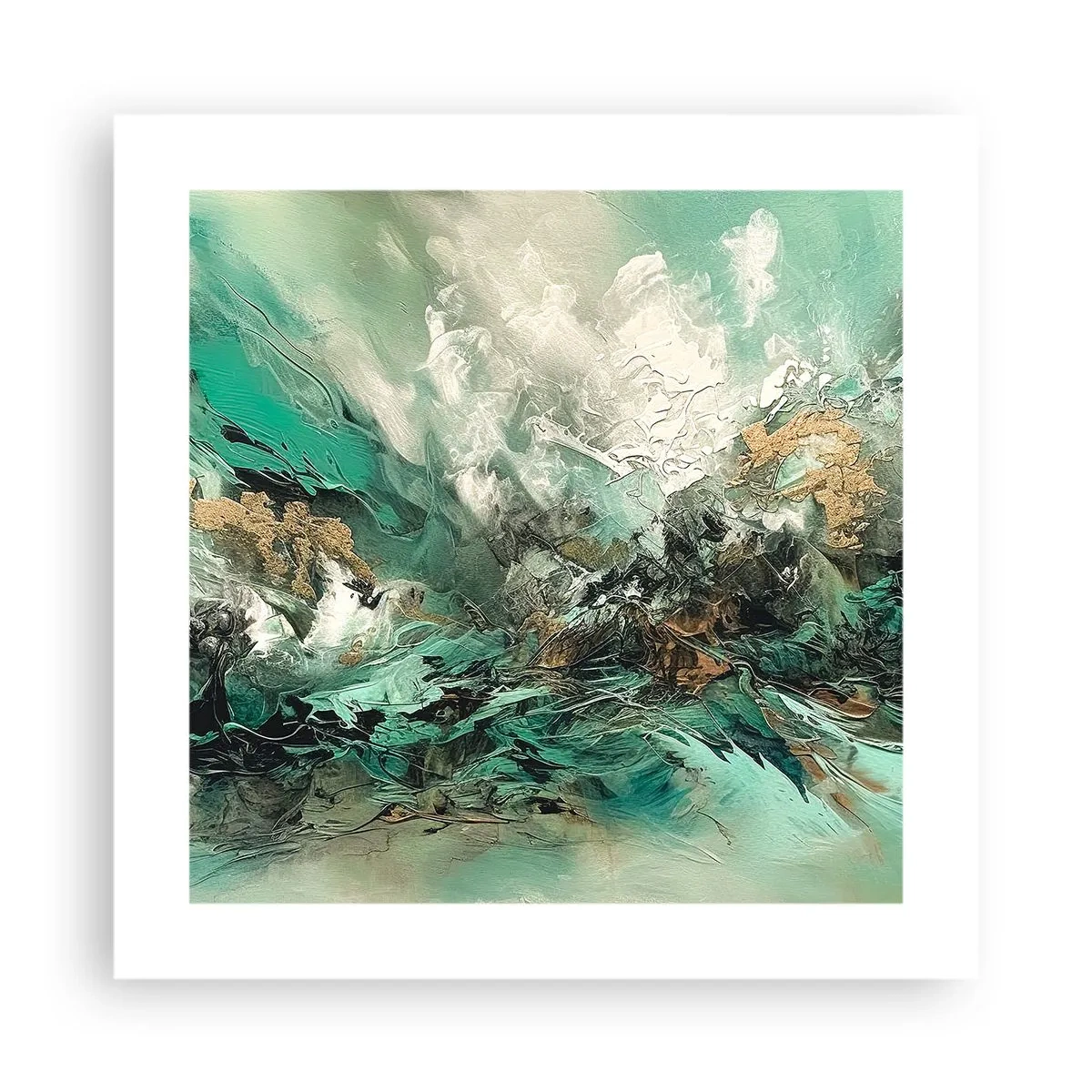 Affiche - Poster - Ressac émeraude et noir - 40x40 cm