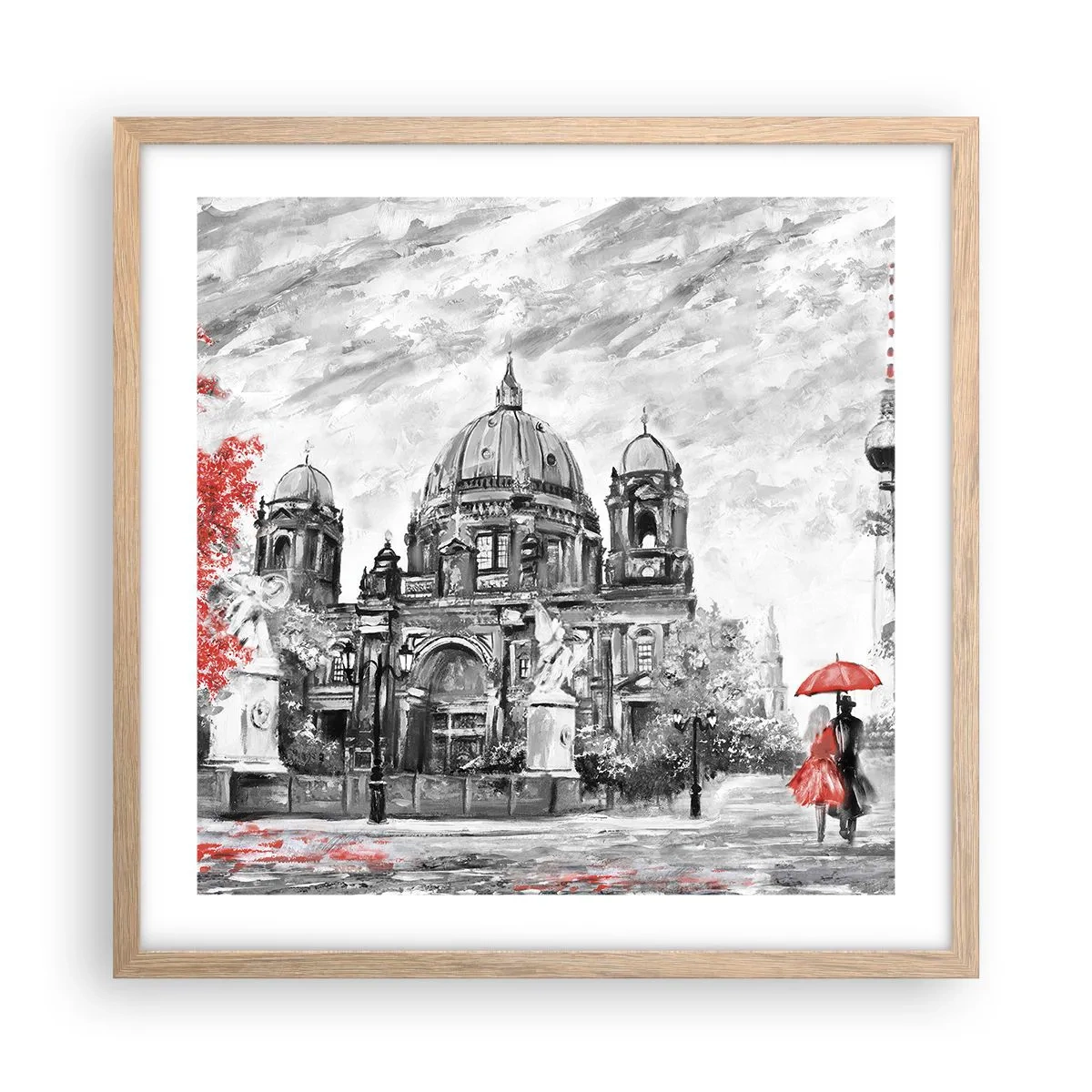 Affiche dans un chêne clair - Poster - Rencontre berlinoise - 50x50 cm