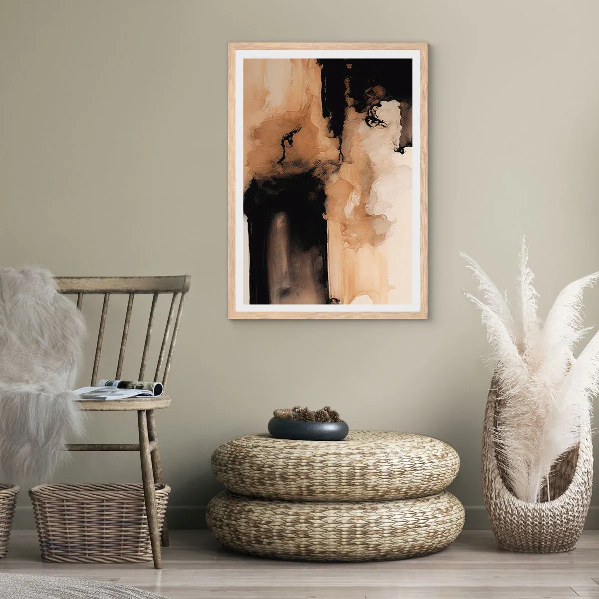 Affiche dans un chêne clair - Poster - Une abstraction intrigante - 70x100 cm