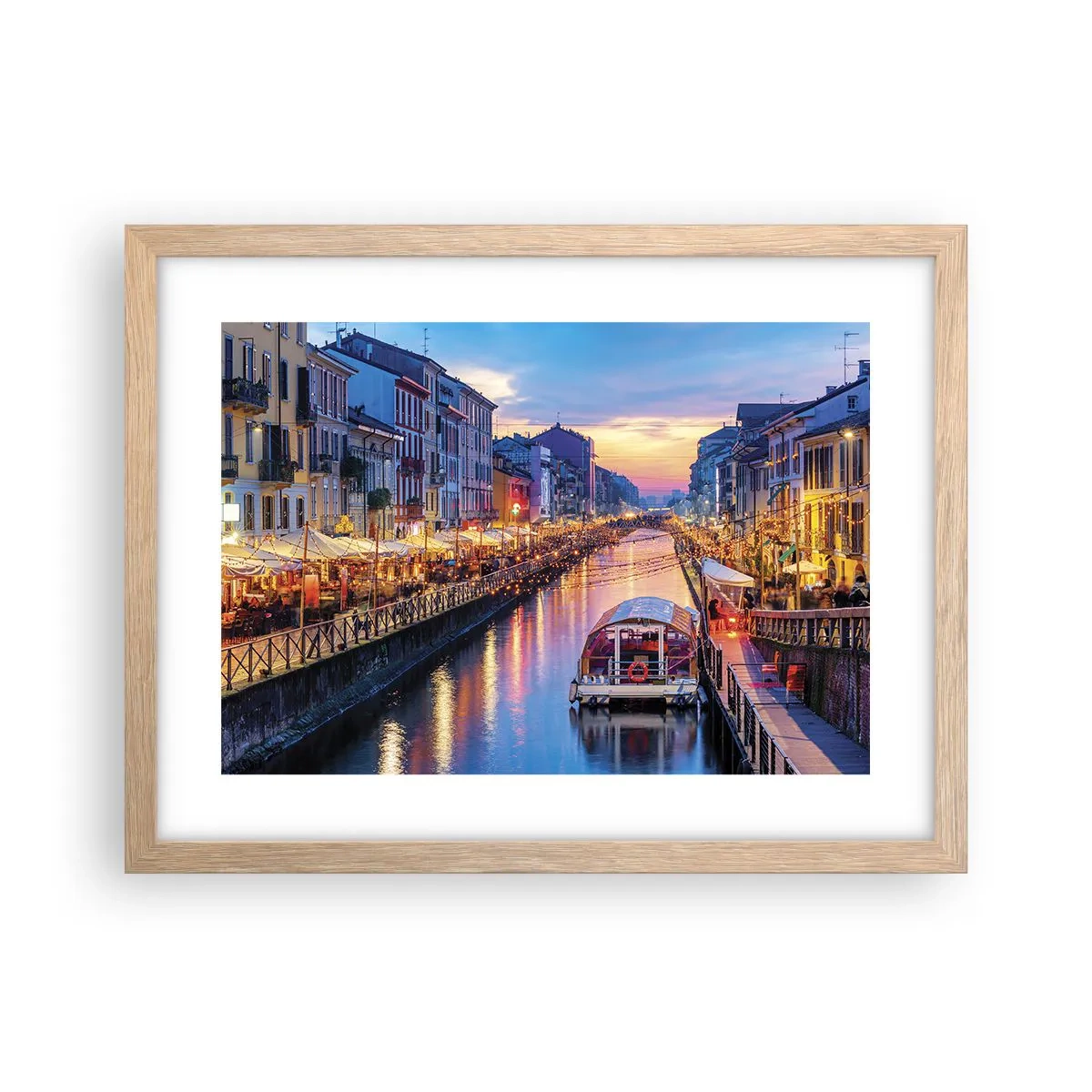 Affiche dans un chêne clair - Poster - Soirée de lumière et de jeu - 40x30 cm