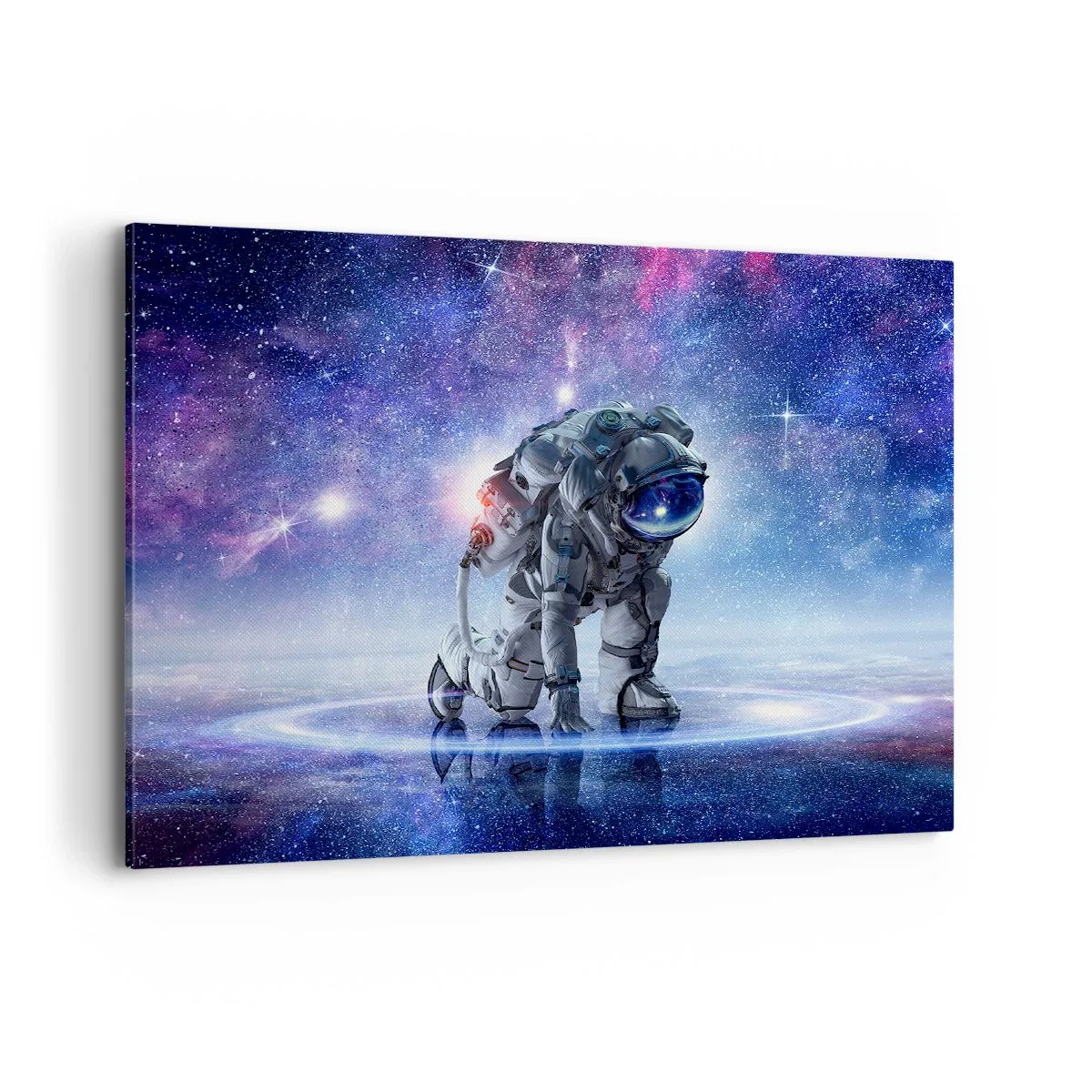 Impression sur toile - Image sur toile - Astronaute dans un paysage galactique - 100x70cm - Le ciel étoilé au dessus de moi - Décoration murale moderne pour le salon et la chambre ARTTOR
