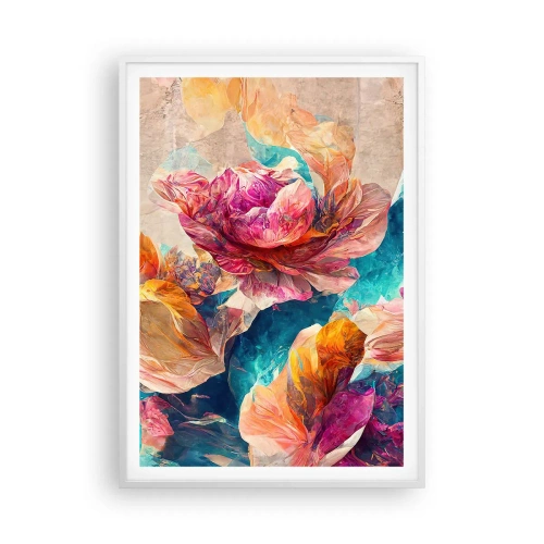 Affiche dans un cadre blanc - Poster - Splendeur colorée du bouquet - 70x100 cm