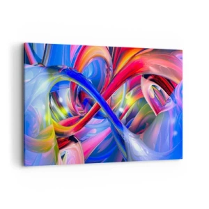 Impression sur toile - Image sur toile - Compositions géométriques abstraites et colorées aux formes dynamiques - 100x70cm - La danse des nuances - Décoration murale moderne pour le salon et la chambre ARTTOR