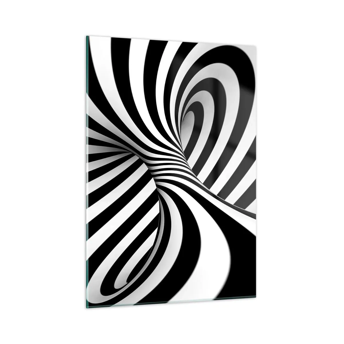Impression sur verre - Image sur verre - Une spirale noire et blanche créant un effet spatial dynamique. - 50x70cm - Composition : espace de danse - Décoration murale moderne pour le salon et la chambre ARTTOR