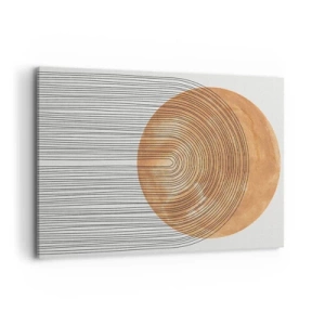 Impression sur toile - Image sur toile - Composition géométrique avec des cercles et des lignes aux couleurs chaudes. - 100x70cm - Composition solaire - Décoration murale moderne pour le salon et la chambre ARTTOR
