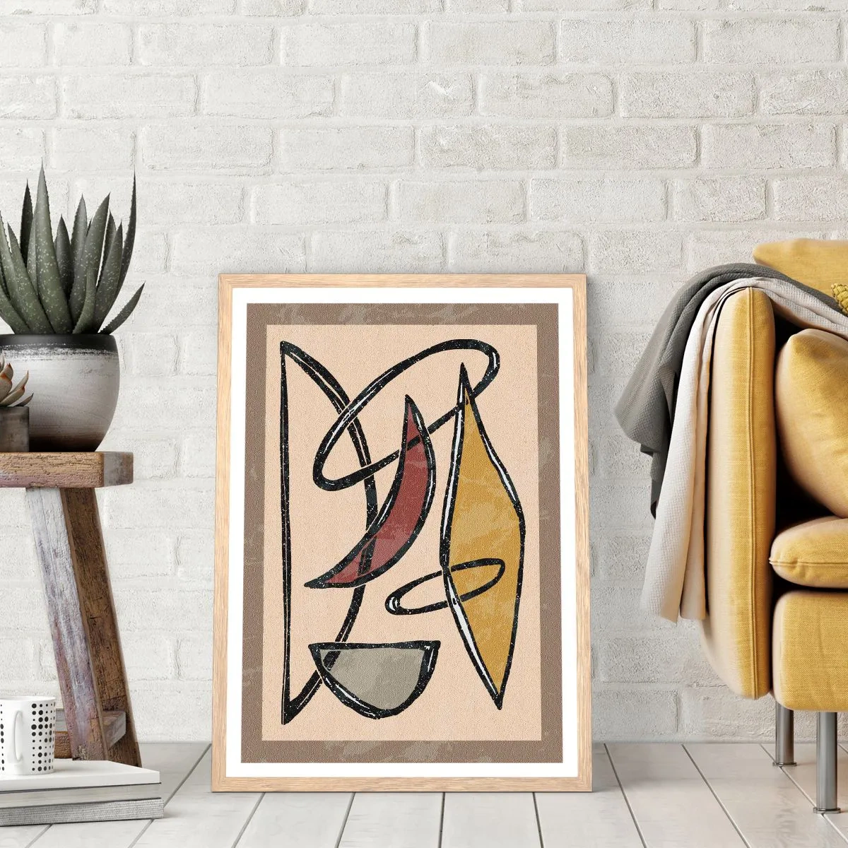 Affiche dans un chêne clair - Poster - Composition – arcs et ovales - 70x100 cm