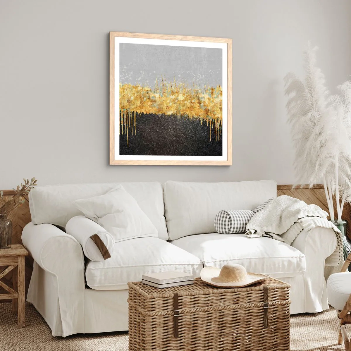 Affiche dans un chêne clair - Poster - Vers l'intérieur et vers le haut - 50x50 cm