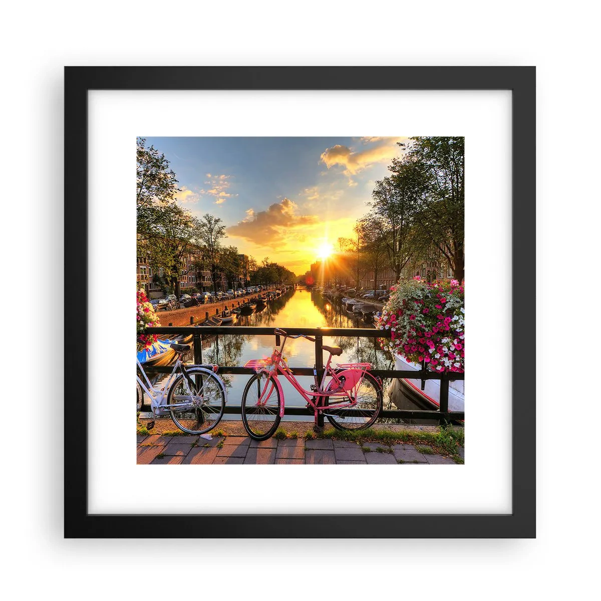 Affiche dans un cadre noir - Poster - Matin de printemps à Amsterdam - 30x30 cm