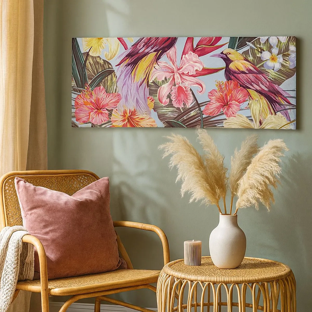Impression sur toile - Image sur toile - Pétales et plumes - 100x40 cm