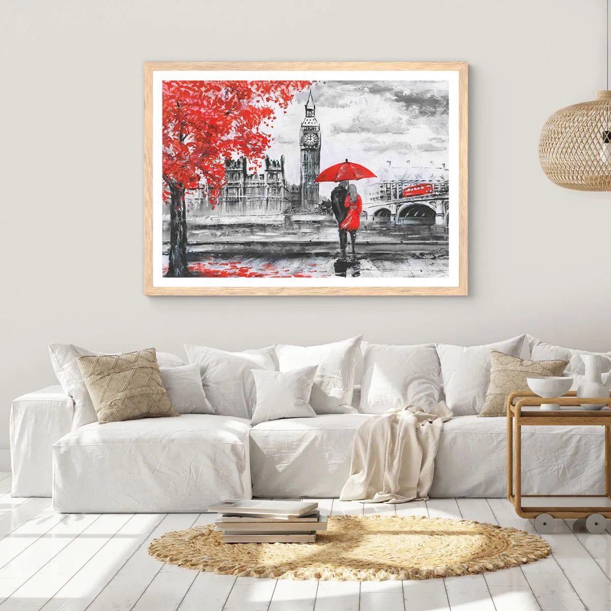 Affiche dans un chêne clair - Poster - Amoureux de Londres - 40x30 cm