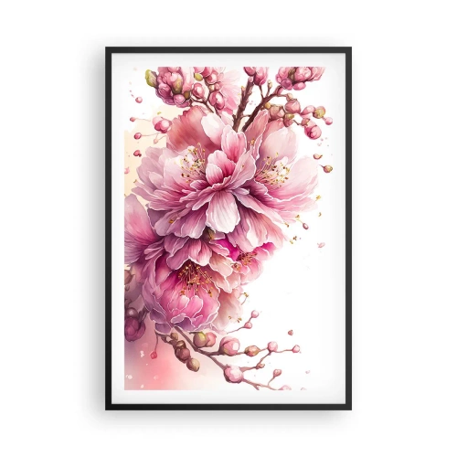 Affiche dans un cadre noir - Poster - Fleur florissante de cerisier - 61x91 cm