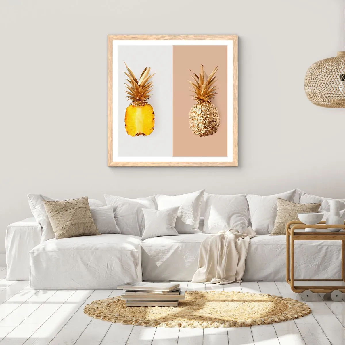 Affiche dans un chêne clair - Poster - Ananas pour nous - 60x60 cm