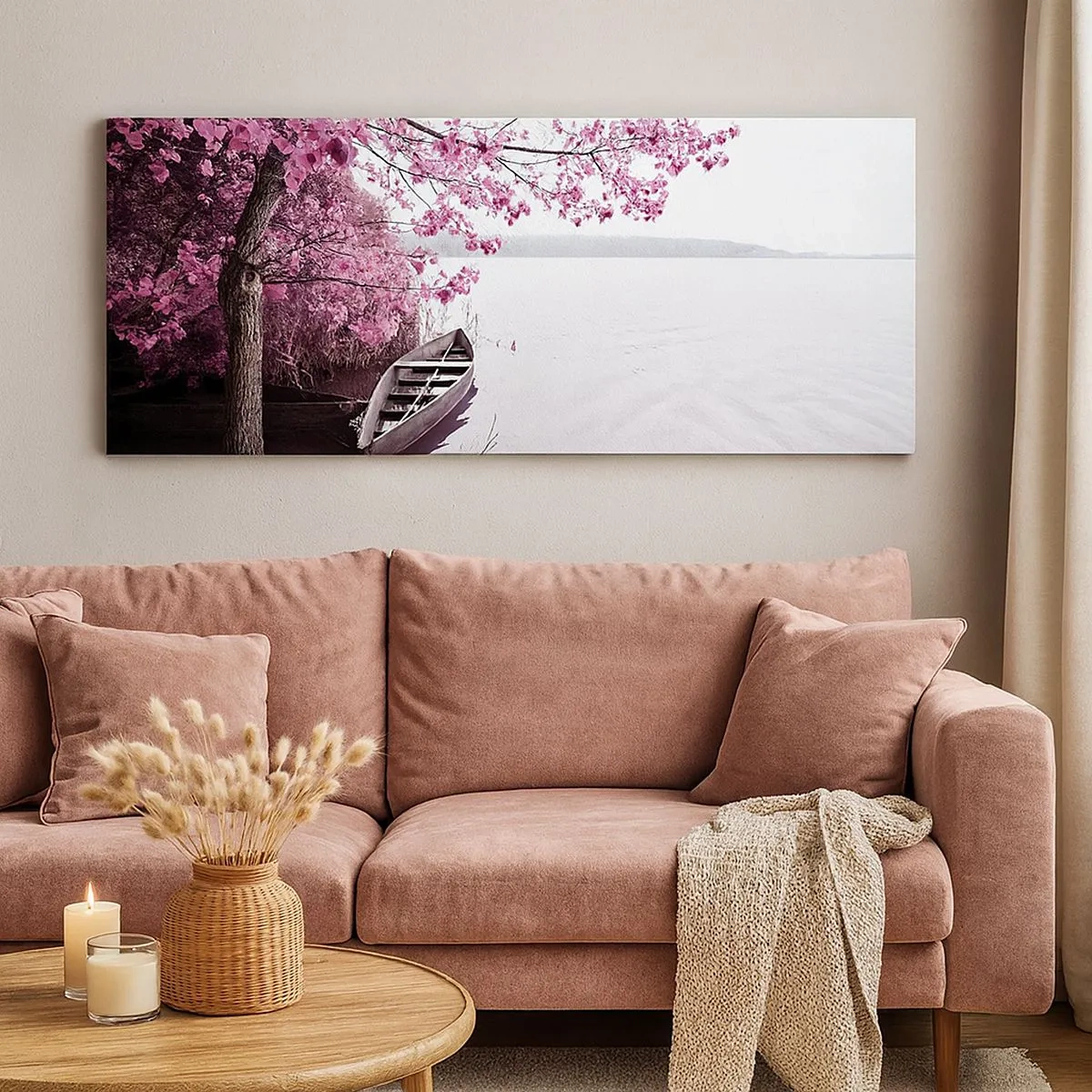 Impression sur toile - Image sur toile - Dans un silence rose - 100x40 cm