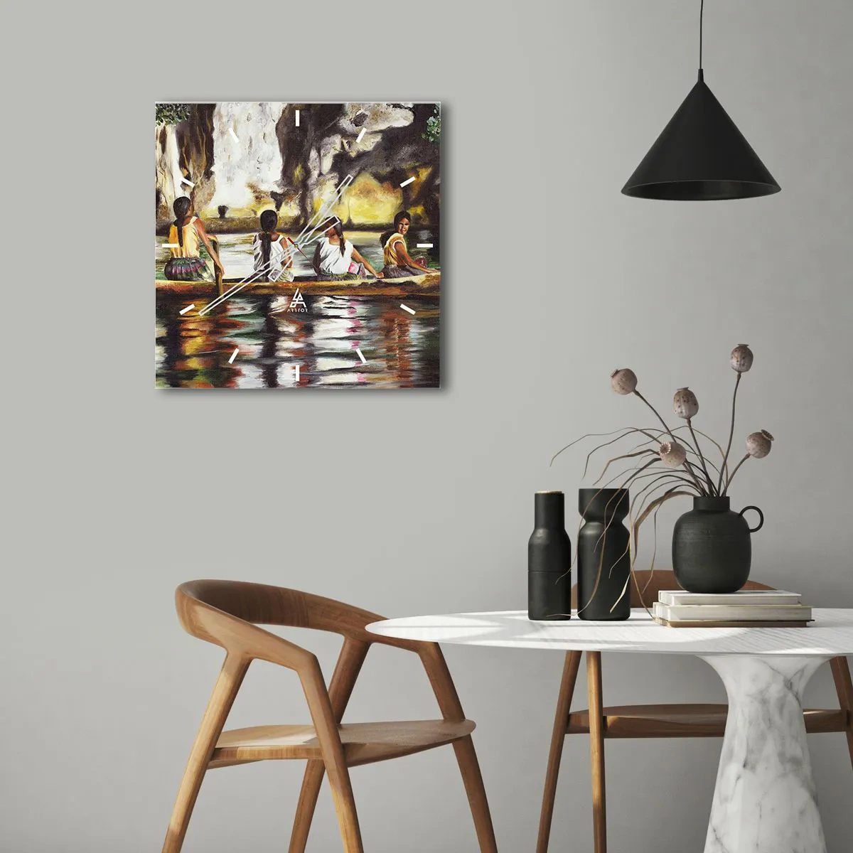 Horloge murale - Pendule murale - Dans un paradis polynésien - 40x40 cm