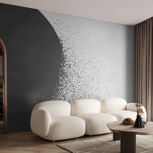 Papier peint sur mesure Premium Canvas - Mouvement des molécules - Abstraction, Noir et blanc, Graphique