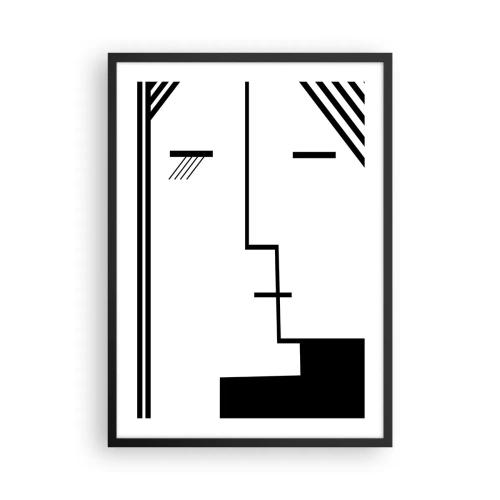 Affiche dans un cadre noir - Poster - Un visage minimaliste et abstrait dans un style noir et blanc. - 50x70cm - Juste un baiser - Décoration murale moderne pour le salon et la chambre ARTTOR