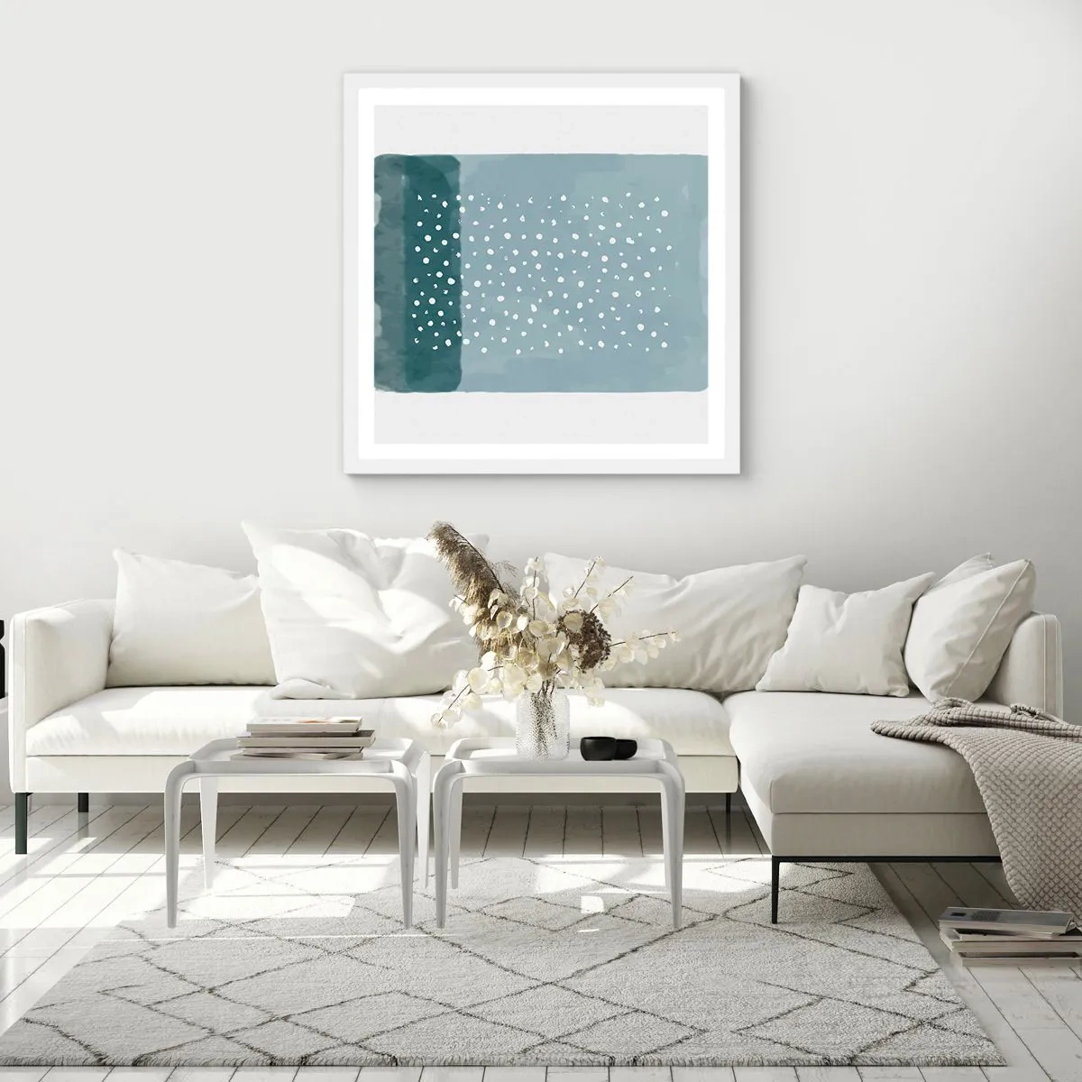 Affiche dans un cadre blanc - Poster - Évolution de bleus - 30x30 cm