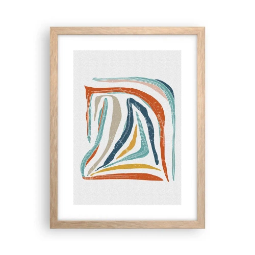 Affiche dans un chêne clair - Poster - Abstraction avec un sourire amical - 30x40 cm