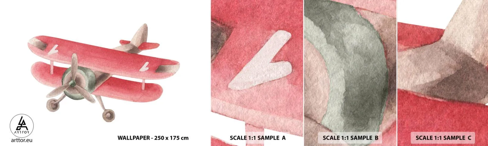 Échantillon De Papier Peint Standard Eco - Prêt pour les hauts vols - Avion, Enfants, Ancien - 100x30 cm