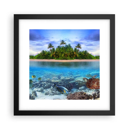 Affiche dans un cadre noir - Poster - L'île céleste vous invite - 30x30 cm