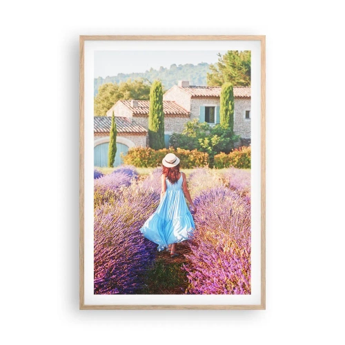 Affiche dans un chêne clair - Poster - Fille de la lavande - 61x91 cm