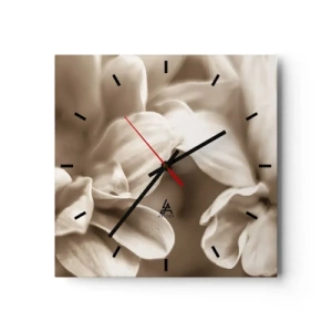 Horloge murale - Pendule murale - Gros plan de fleurs dans un ton sépia délicat avec des contours doux - 30x30cm - Doux comme un sourire - Décoration murale moderne pour le salon et la chambre ARTTOR