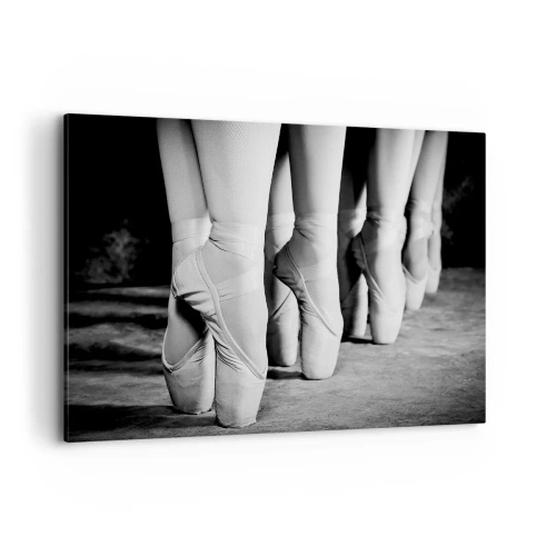 Impression sur toile - Image sur toile - Photo en noir et blanc des chaussures de ballet des danseurs - 100x70cm - Ensemble, simple - Décoration murale moderne pour le salon et la chambre ARTTOR