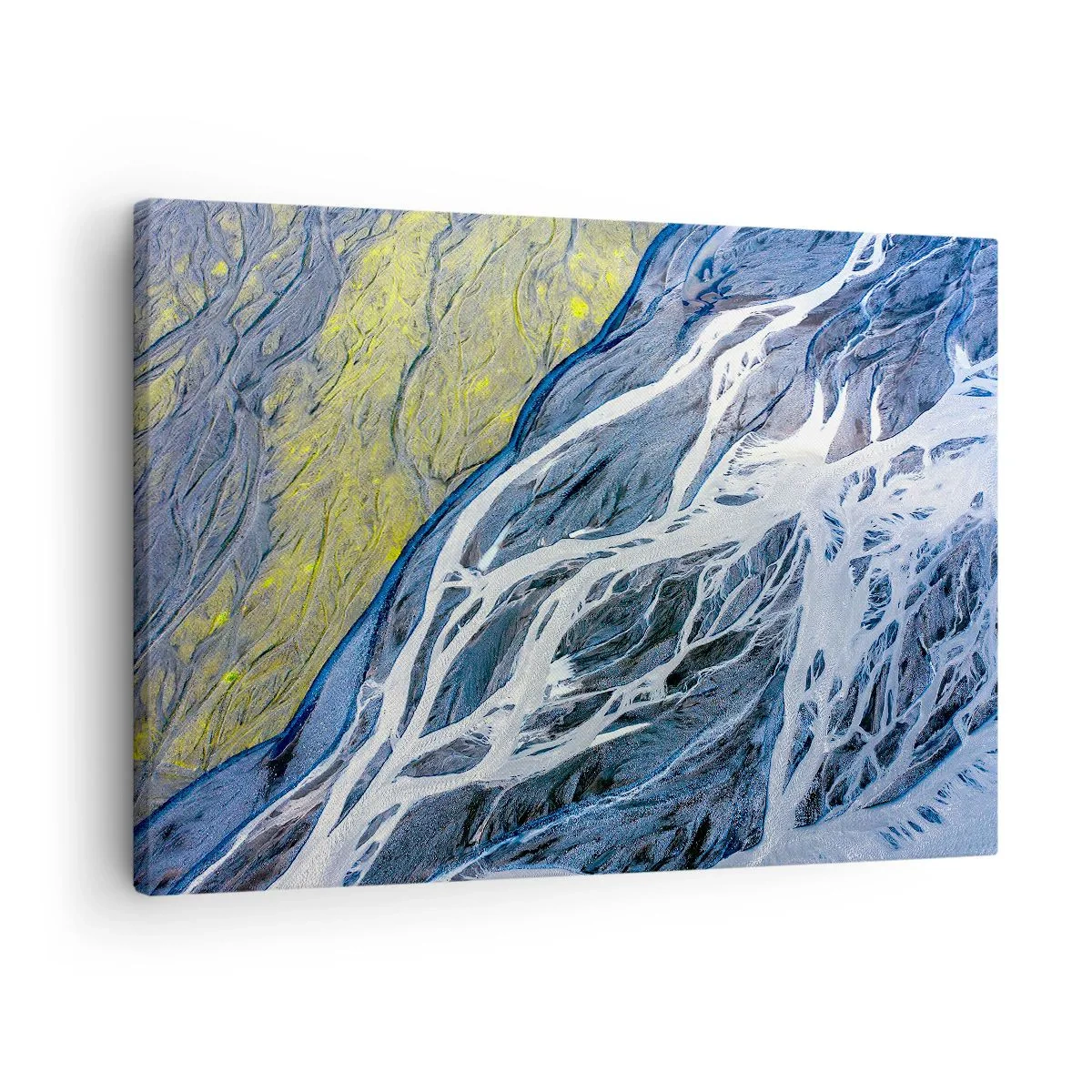 Impression sur toile - Image sur toile - Vue aérienne abstraite des lits de rivières sinueux - 70x50cm - Peintures rupestres de la nature - Décoration murale moderne pour le salon et la chambre ARTTOR