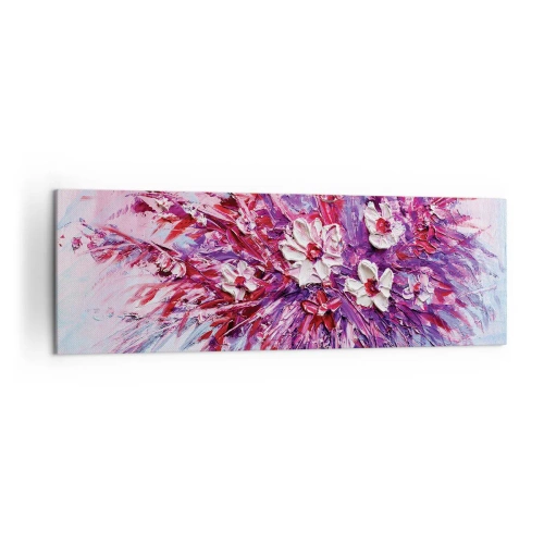 Impression sur toile - Image sur toile - Un bouquet de fleurs colorées dans des tons de rose et de violet - 160x50cm - Innocence et passion - Décoration murale moderne pour le salon et la chambre ARTTOR