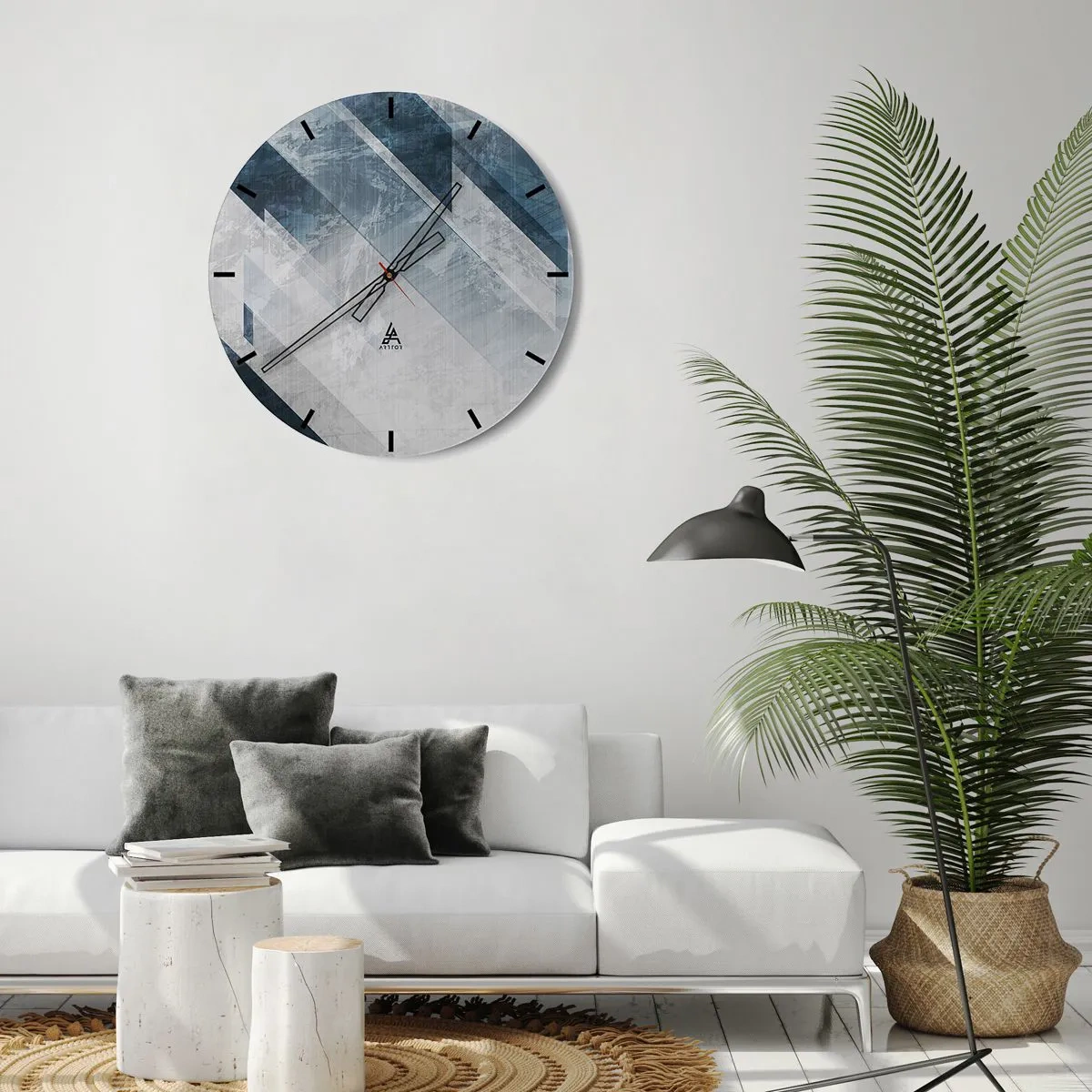 Horloge murale - Pendule murale - Composition spatiale - mouvement gris - 40x40 cm