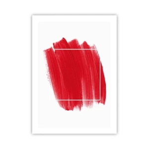 Affiche - Poster - Pinceau rouge avec contour blanc dans un style minimaliste - 50x70cm - En dehors du cadre - Décoration murale moderne pour le salon et la chambre ARTTOR
