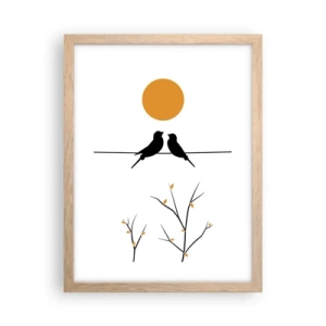 Affiche dans un chêne clair - Poster - Soirée pour rossignols - 30x40 cm