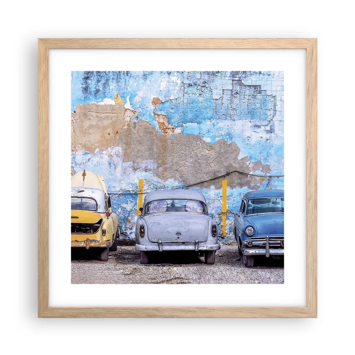 Affiche dans un chêne clair - Poster - Rencontre de vétérans - 40x40 cm