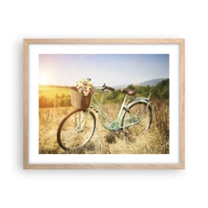 Affiche dans un chêne clair - Poster - Je vais rester un petit moment - 50x40 cm