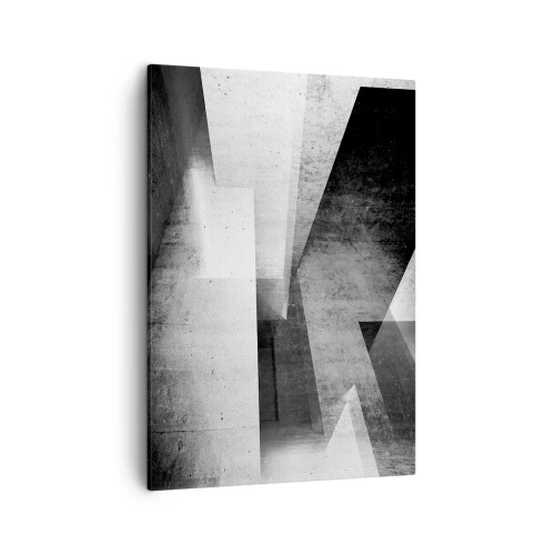 Impression sur toile - Image sur toile - Formes géométriques dans une composition monochrome - 50x70cm - Structure de l'espace - Décoration murale moderne pour le salon et la chambre ARTTOR