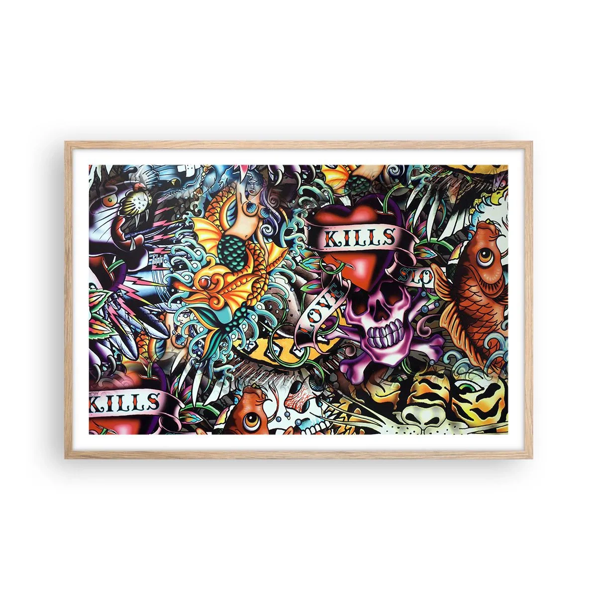 Affiche dans un chêne clair - Poster - Le rêve du tatoueur - 91x61 cm