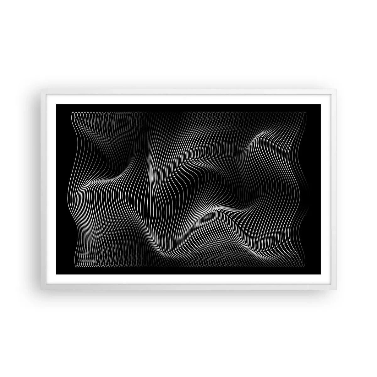 Affiche dans un cadre blanc - Poster - Danse de lumière dans l'espace - 91x61 cm