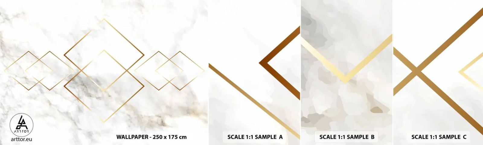 Échantillon de Papier Peint Autocollant Deluxe Sticker - Vue à l'infini - Abstraction, Morceau, Marbre - 100x30 cm