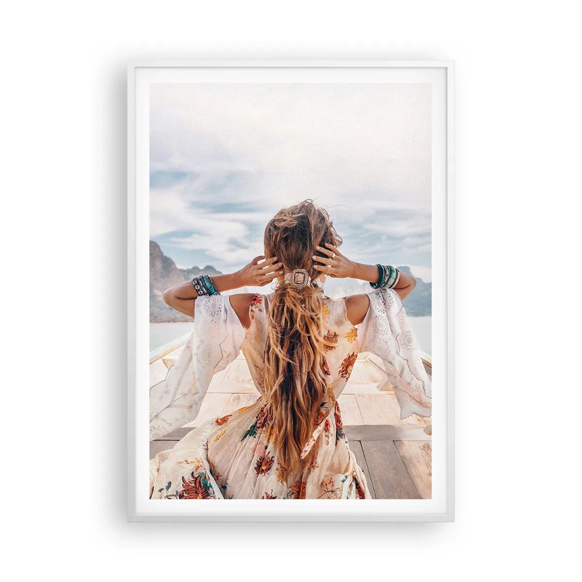 Affiche dans un cadre blanc - Poster - En route vers le bonheur - 70x100 cm