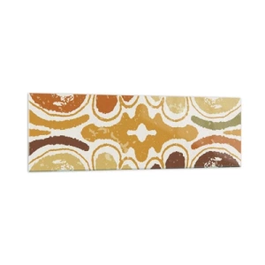 Impression sur verre - Image sur verre - Motifs abstraits chaleureux dans les tons jaunes et bruns - 160x50cm - Abstraction sentimentale - Décoration murale moderne pour le salon et la chambre ARTTOR