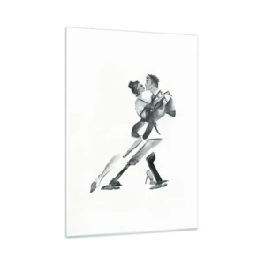 Impression sur verre - Image sur verre - Un couple dansant le tango à l'aquarelle noir et blanc - 50x70cm - En un battement - Décoration murale moderne pour le salon et la chambre ARTTOR