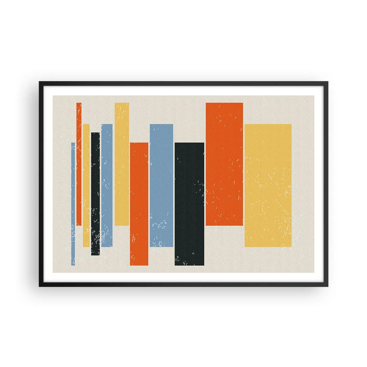 Affiche dans un cadre noir - Poster - Des rectangles colorés dans un arrangement moderne - 100x70cm - Notation musicale - Décoration murale moderne pour le salon et la chambre ARTTOR