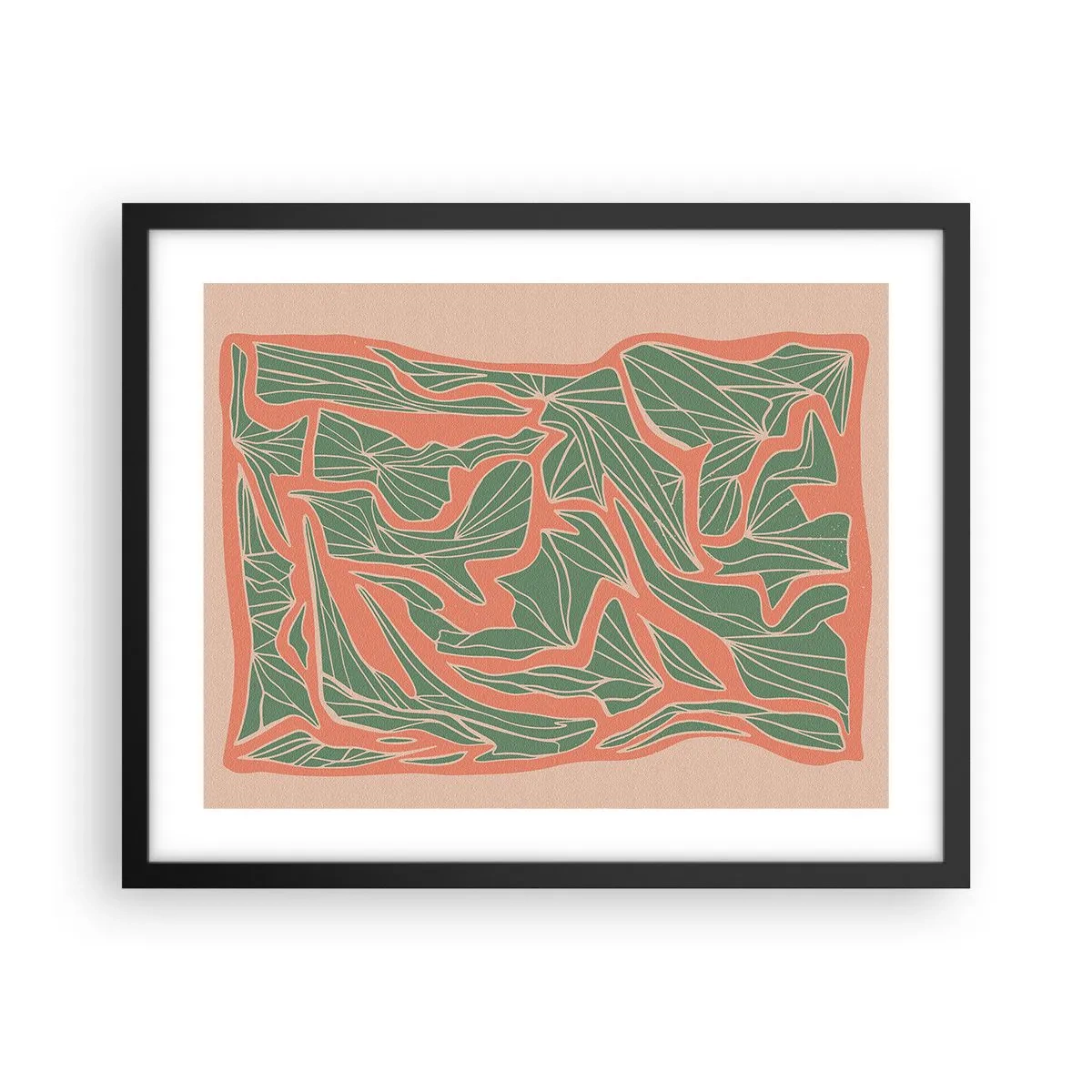 Affiche dans un cadre noir - Poster - La lutte entre le corail et la verdure - 50x40 cm