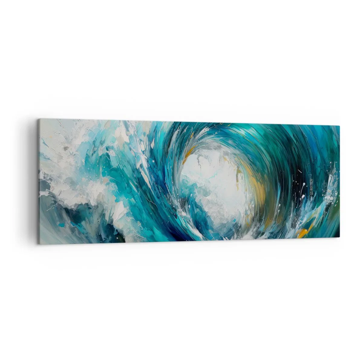 Impression sur toile - Image sur toile - Une vague dynamique dans les tons bleu et turquoise - 140x50cm - Portail maritime - Décoration murale moderne pour le salon et la chambre ARTTOR