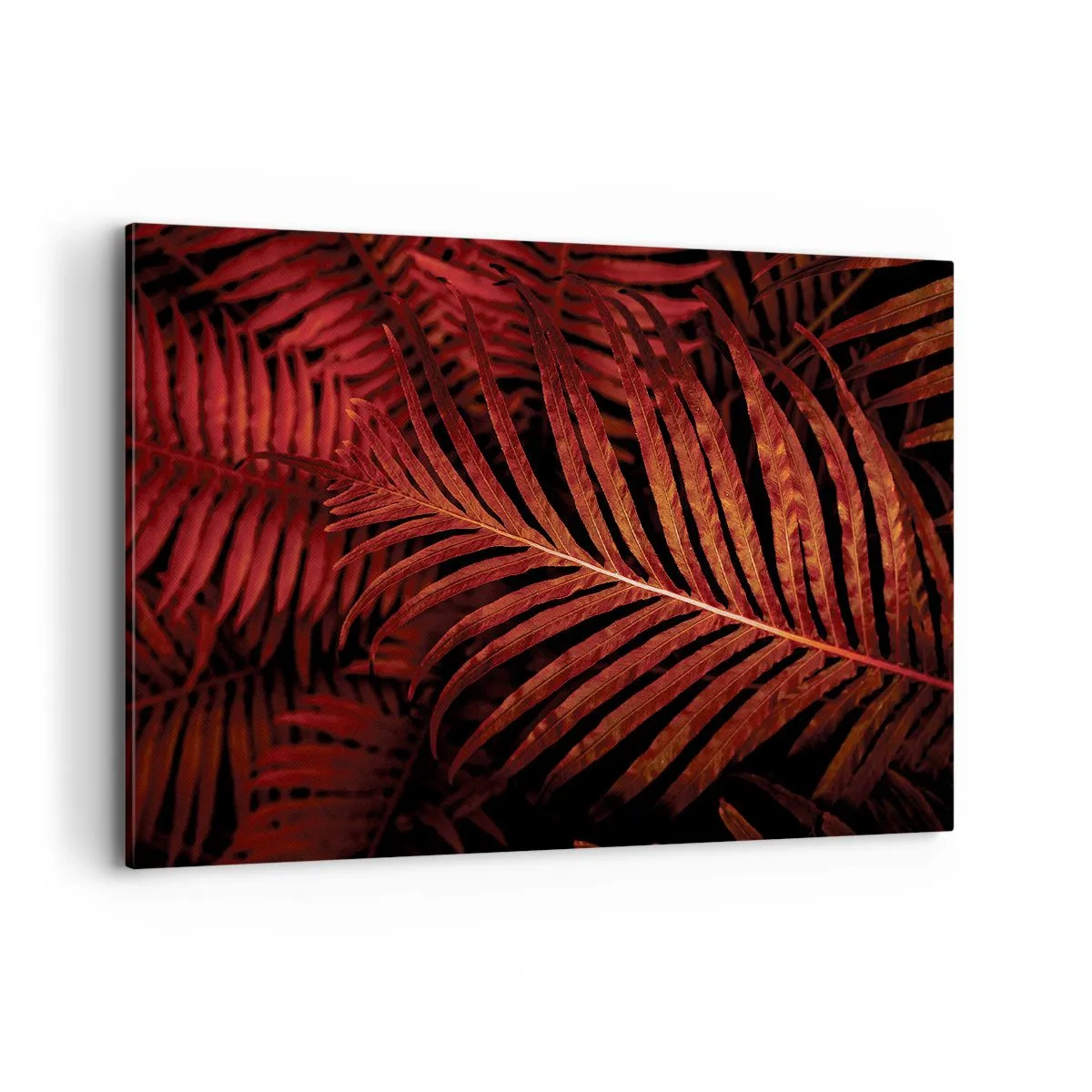Impression sur toile - Image sur toile - Gros plan de feuilles tropicales rouges - 120x80cm - Chaleur de la vie - Décoration murale moderne pour le salon et la chambre ARTTOR
